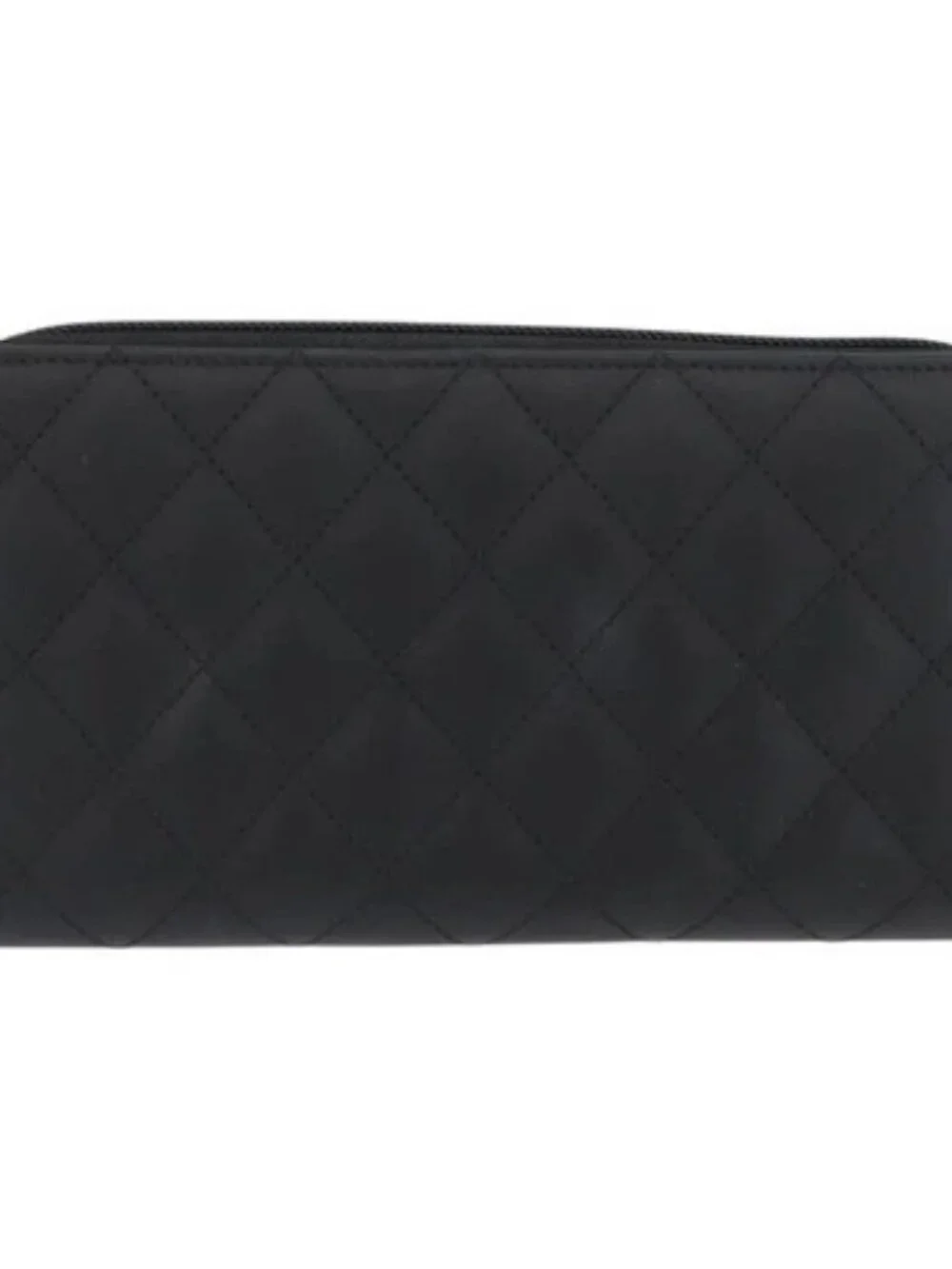 CHANEL Matelasse Cambon Line Long Wallet Leather Black Silver CC Auth 172434SAV